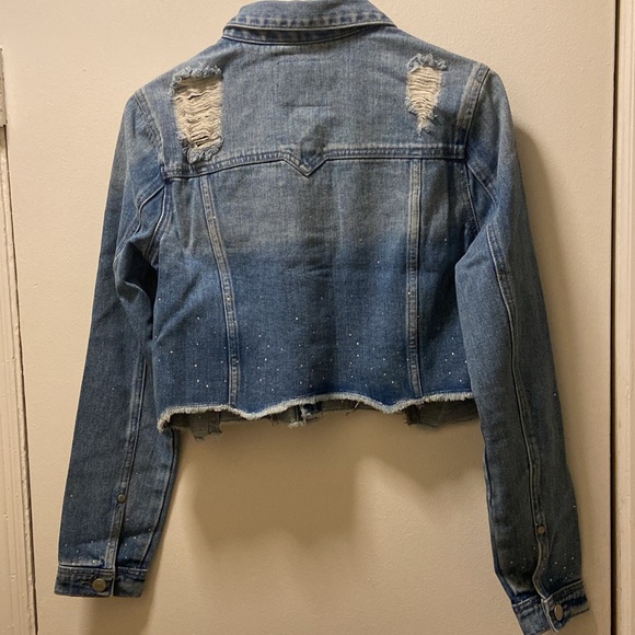 Denim jacket with rhinestone design - Picture 5 of 7